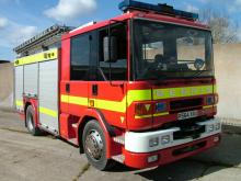 fire appliance from dennis waiting for refurb by fire truck services