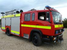 resprayed mercedes fire truck with new graphics and lights