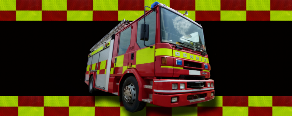 Fire truck services header image showing dennis fire engine/appliance